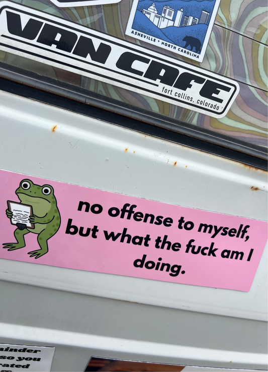 No offense to myself, but what the fuck am I doing sticker