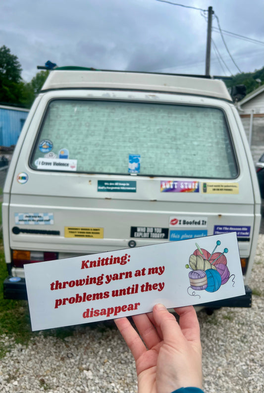 Knitting: Throwing yarn at problems Sticker