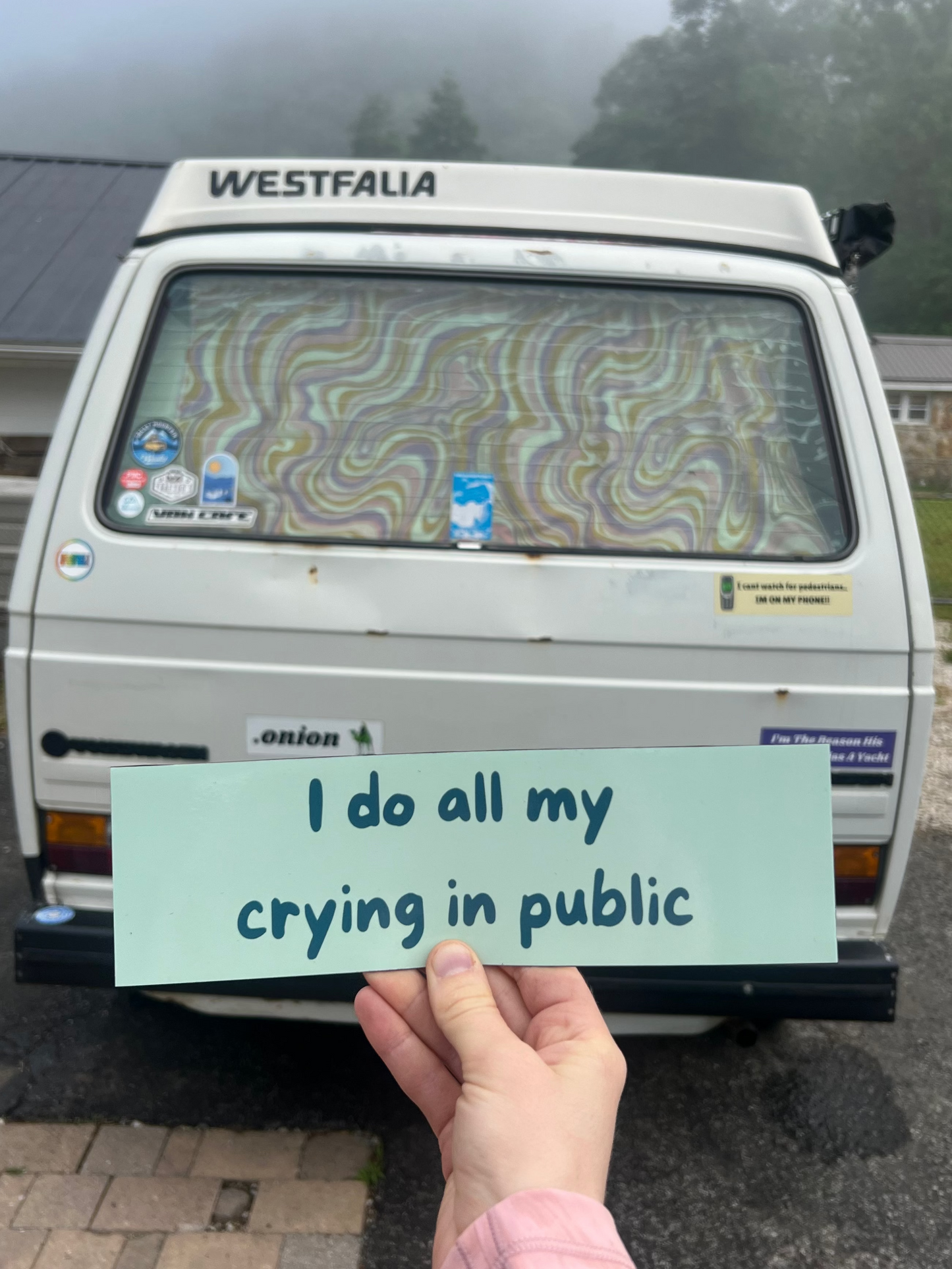 I do all my crying in public sticker