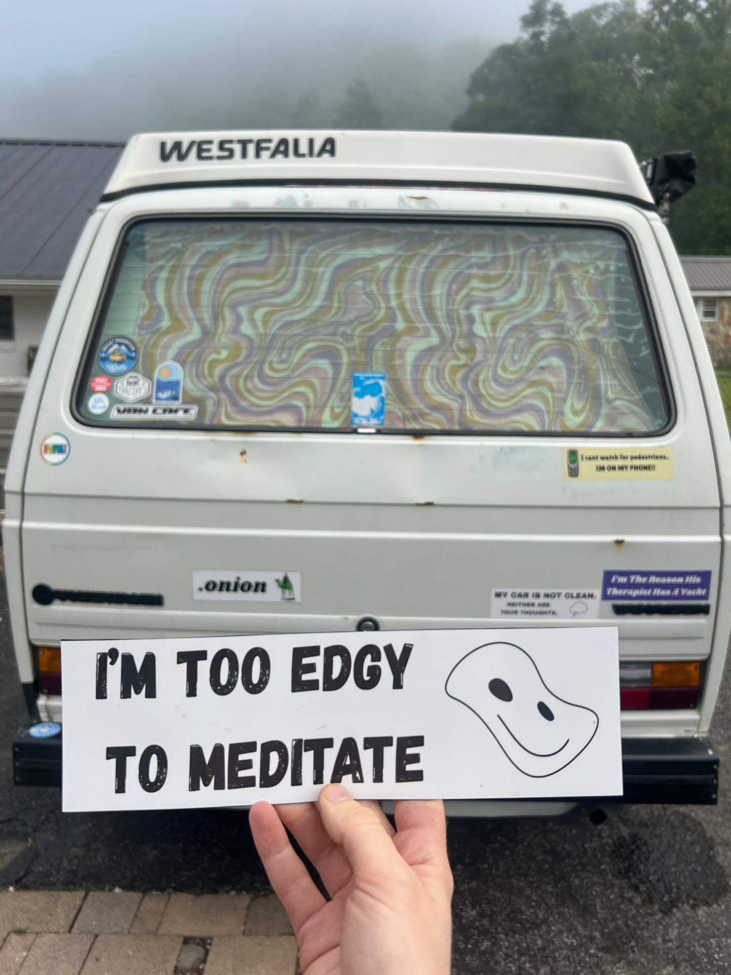 i'm too edgy to meditate sticker