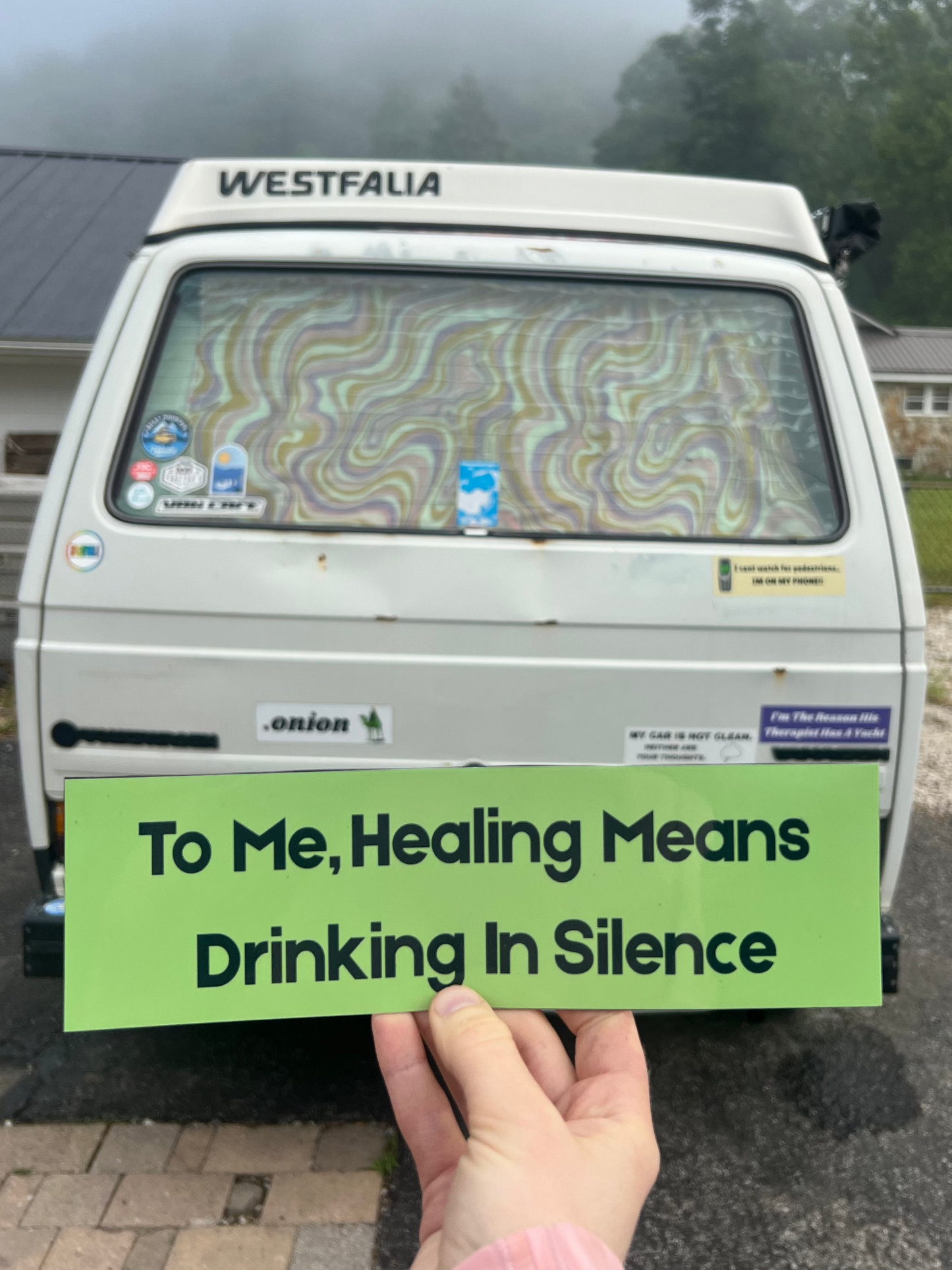 to me, healing means drinking in silence sticker