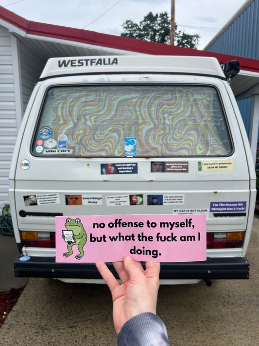 No offense to myself, but what the fuck am I doing sticker