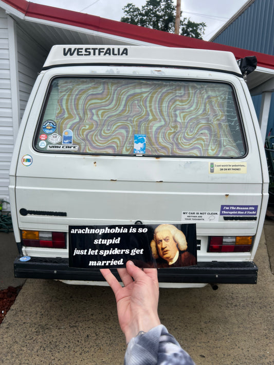 arachnophobia is so stupid, just let spiders get married sticker