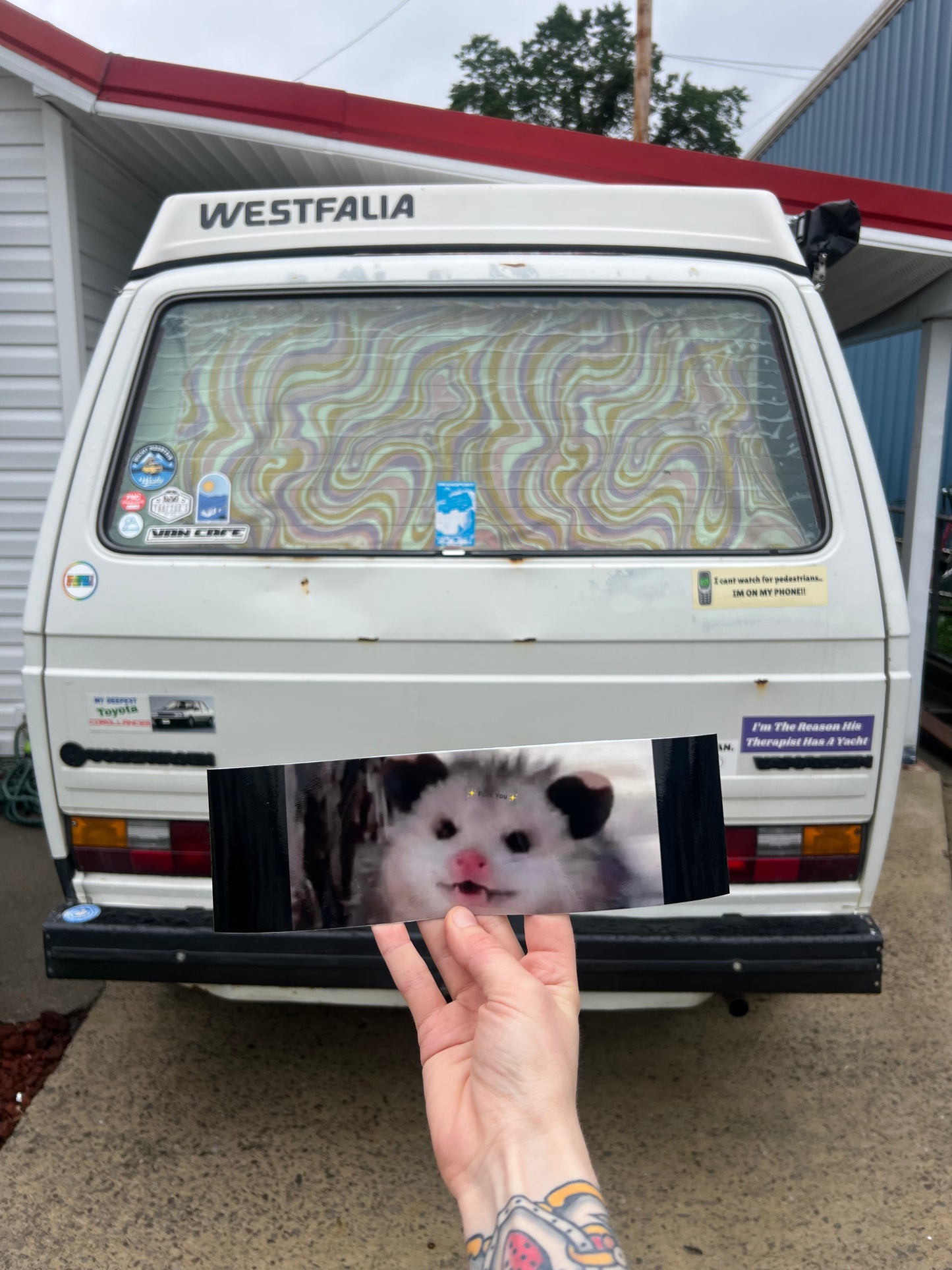 cute opossum with secret message sticker
