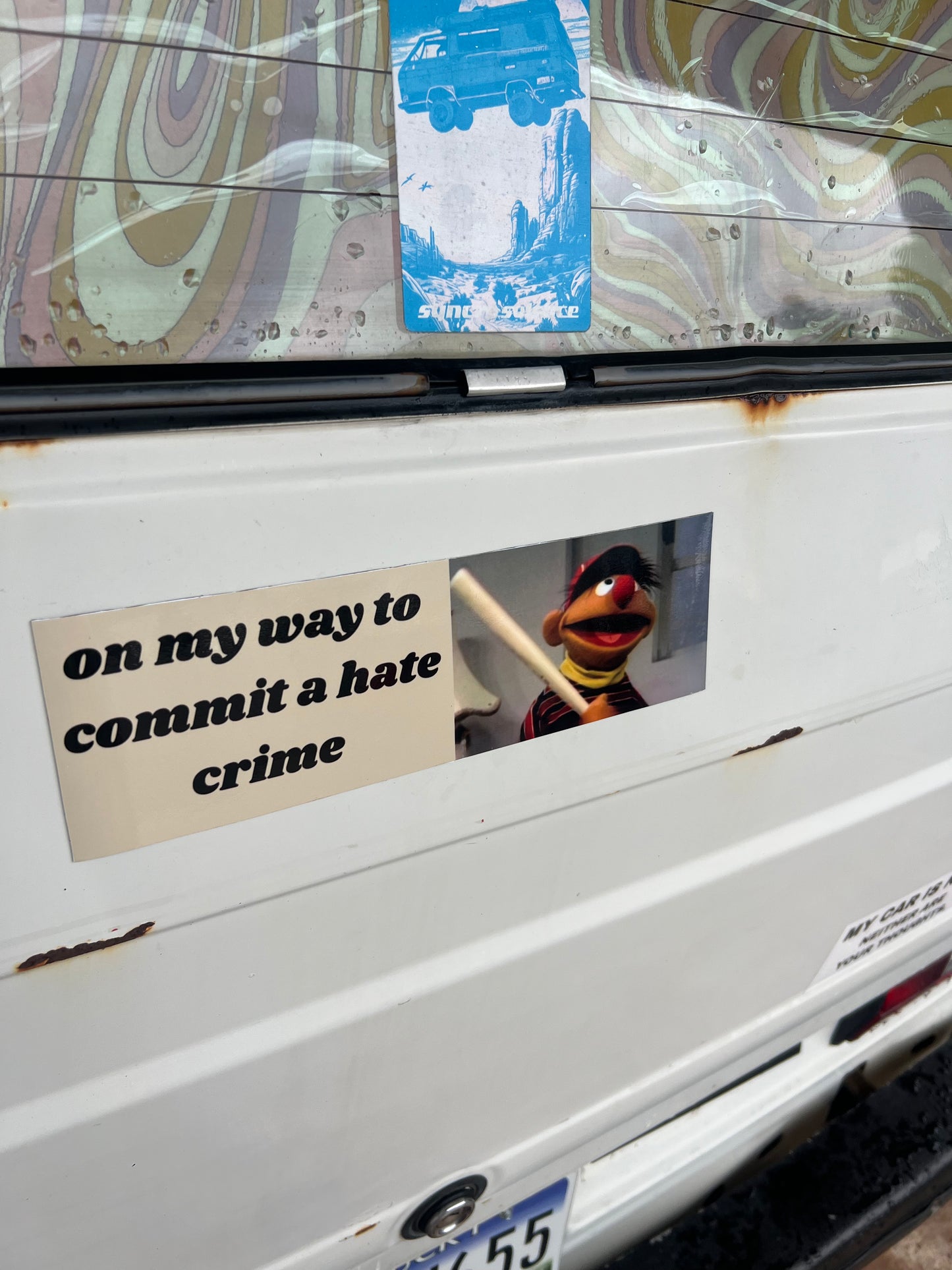 Off to commit a hate crime ernie sesame street sticker