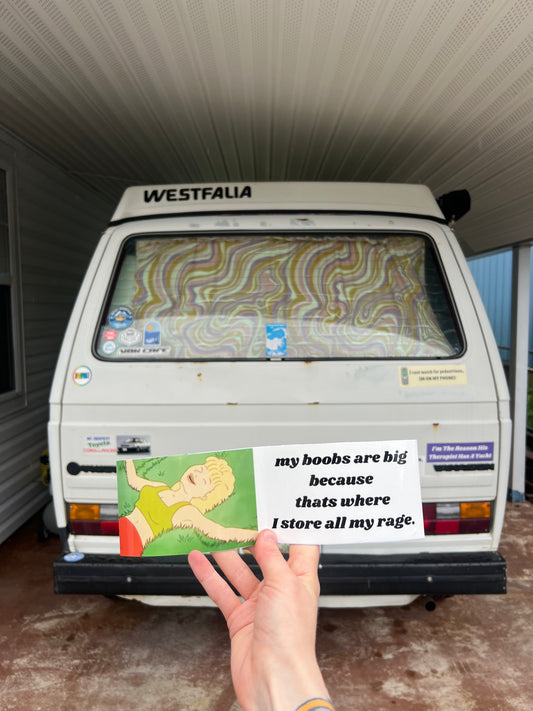My boobs are big because thats where I store all my rage sticker