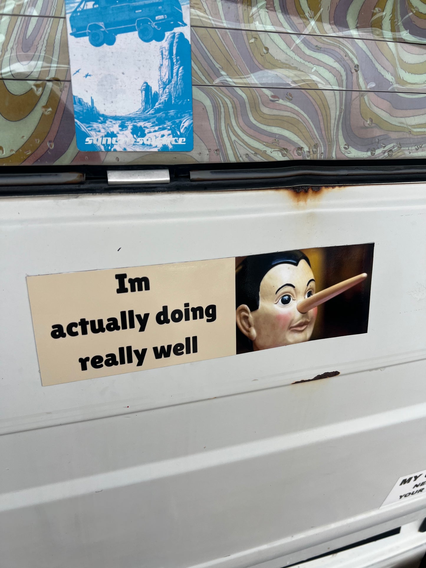 I'm actually doing really well Pinocchio sticker
