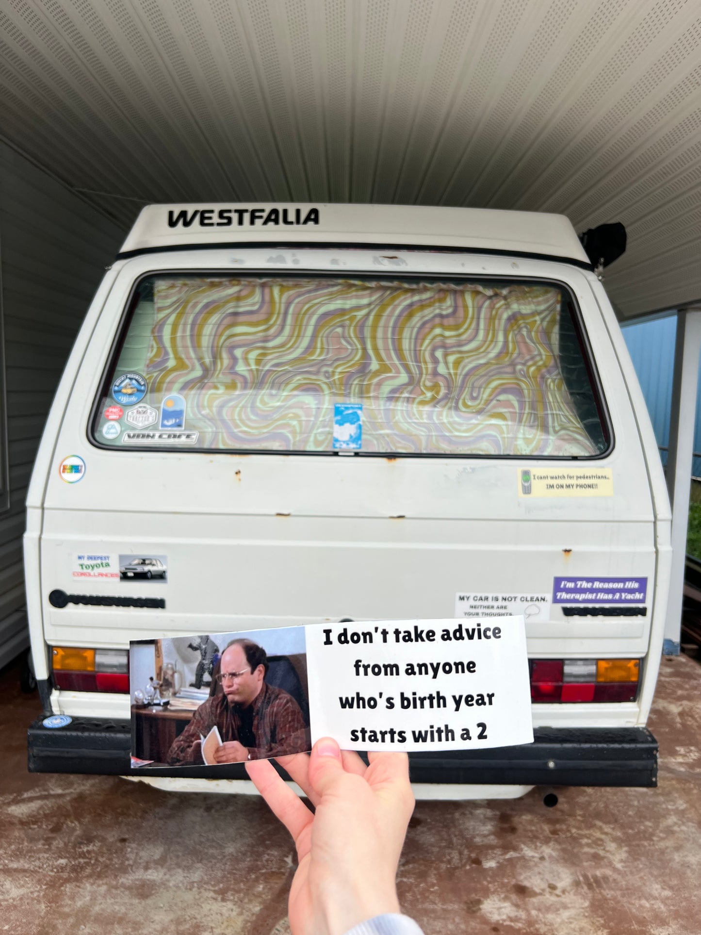 I dont take advice from anyone who's birth year starts with a 2 george costanza  sticker