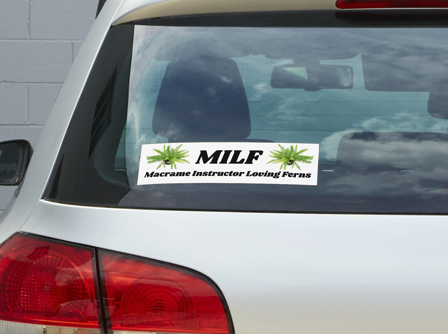 MILF pun macrame ferns Sticker